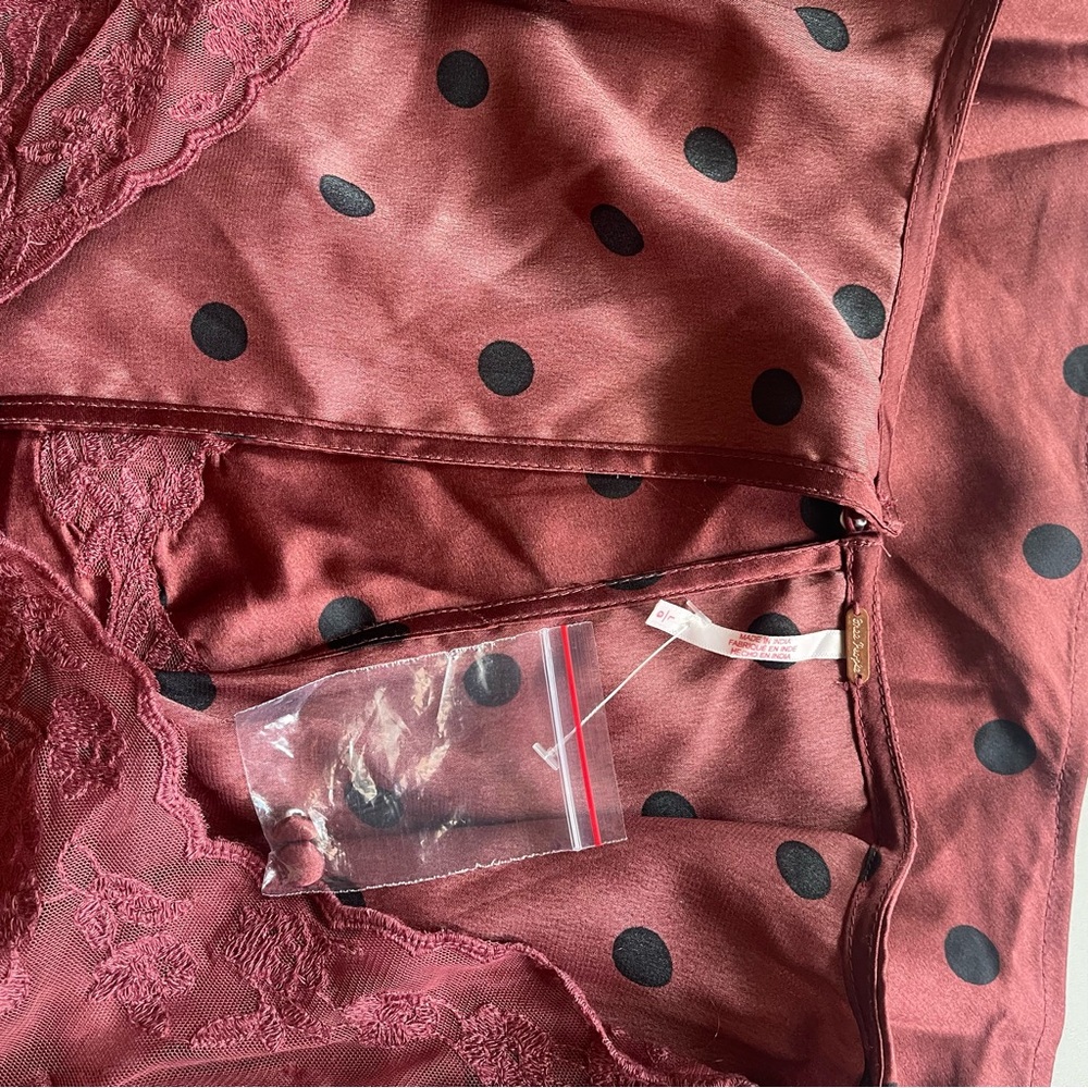 Free People Burgundy Polka Dot Lace-Trim Maxi Dress - Picture 5 of 13